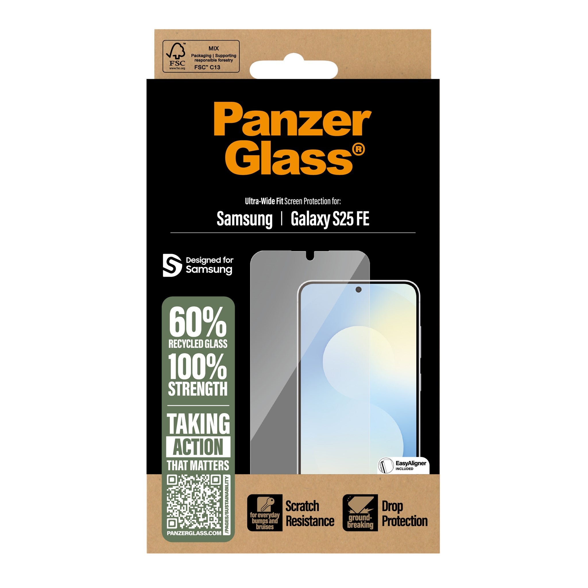 PanzerGlass® Displayschutz Samsung Galaxy S25 FE 5G | Ultra-Wide Fit m. EasyAligner